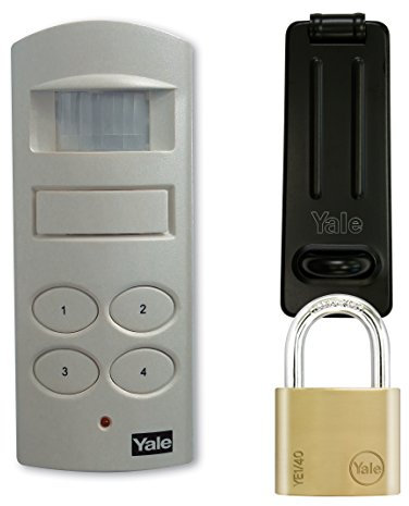 Yale P-SHPK-01 Wireless Shed and Garage Alarm with Padlock and Hasp, White, 40 mm