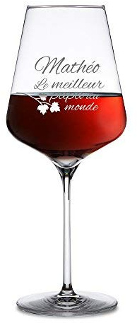 AMAVEL Verre à Vin Rouge avec Gravure Personnalisée Nom - Papa - Volume : 500 ML