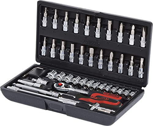 KS Tools 918.0646 1/4 Zoll CHROMEplus Steckschlüssel-Satz | inklusive Umschaltknarre, 45-Zahn | hochglanz verchromt | 46-tlg. | 918.0646, Steckschlüsselsatz