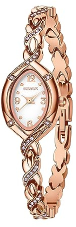SURVAN WatchDesigner Japanische Quarzarmbanduhr für Damen Wasserdicht 18K Gold Edelstahl Armband