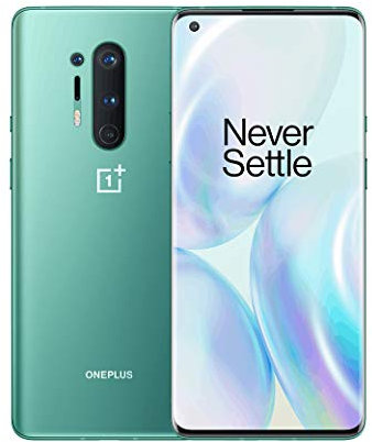 OnePlus 8 Pro (5G) Smartphone ohne Vertrag, 12 GB RAM + 256 GB Speicher, 6.78” (3D) Fluid AMOLED 120Hz Display, Wireless Fast Charging 4510mAh Akku, Dual Sim - Grün (Generalüberholt)