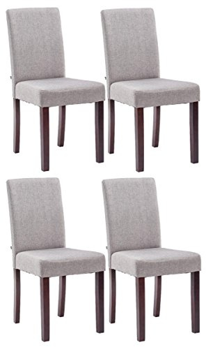 CLP Set De 4 Sillas De Comedor Ina Acolchadas En Tela I Juego de 4 Butacas De Sala con Base De Madera, Color:Gris Claro, Color del Marco:Cappuccino