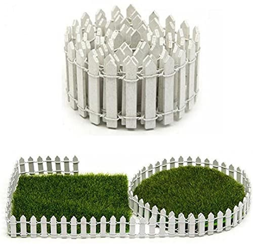 Ruluti Kit de jardín de Hadas en Miniatura Cerca de Madera Terrarium Casa DIY Accesorios Decoración Blanco 100x5cm