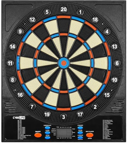 CyeeLife Elektronisch Dartscheibe mit Dartpfeile Set und Zubehör,Batterie/Adapter/deutsch-English 3-Sprachenwechsel,ZD01G