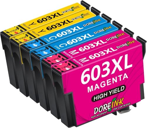 DOREINK 603XL Patronen Kompatibel für Epson 603 XL Druckerpatronen für Epson XP-3105 XP-4100 WF-2840 WF-2810 XP-3155 WF-2850 WF-2830 XP-3100 XP-2105 XP-3150 XP-2100 XP-2150 WF-2850, Cyan Magenta Gelb