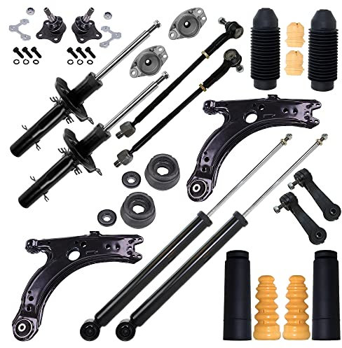 ATEC Germany 4x amortisseurs à gaz avant et arrière jambe de suspension y compris paliers de dôme &, kit anti-poussière + 2x barre d'accouplement + 2x joint de suspension + 2x barre d'accouplement