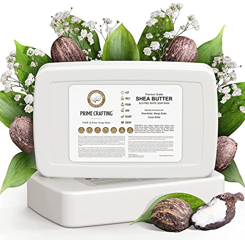 Prime Crafting 3 kg BIO Sheabutter Seifenbasis zur Seifenherstellung - SLS & SLES Frei - Glycerinseife Rohseife zum Seifengießen - Seife Selber Machen mit Seifenblock - Melt and Pour Soap Base