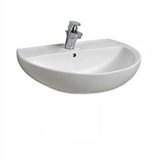 VBChome Aufsatzwaschbecken 50x41 cm Oval Weiß Aufsatzwaschbecken mit Loch mit Überlauf ein Waschbecken zum Einbau mit Unterschrank unter dem Waschbecken Modern Einfache Montage