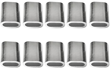 10 Stück Aluminium Stahl Drahtseil Kabelhülsen Crimpschlaufen Hülsen 10 mm