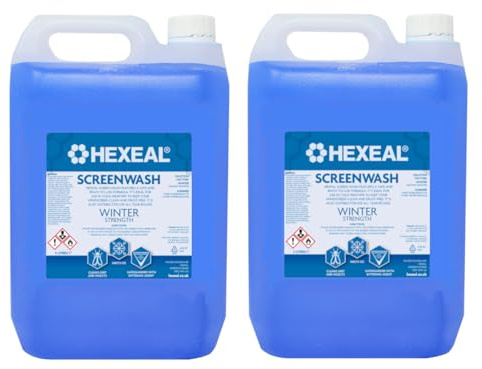 Hexeal 10L Screenwash - Winter Strength & Ready To Use | 2 x 5L - Windscreen Wiper Fluid for Winter Protection. Improves vision, reduces frost & buildup of dirt