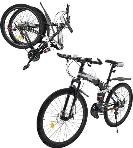 WSIKGHU Faltrad für Erwachsene 26 Zoll Mountainbike 21 Gang Faltbar Fahrrad aus Kohlenstoffstahl Offroad-Fahrrad Cityrad(160-19CM,130KG,85% Vormontiert)