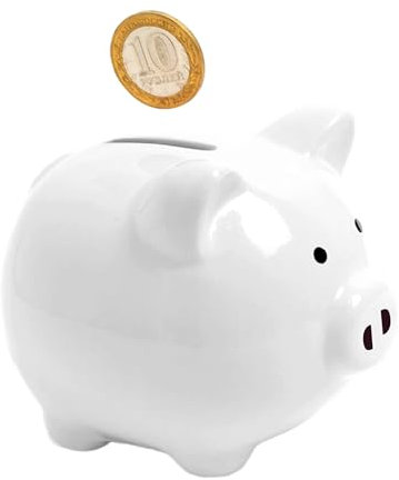Auped Tirelire Cochon Tirelires DéCoratives Tirelire en céramique Anniversaire de Noël pour Fait Un Unique Parfait garçons et Filles (White)
