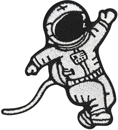 Urbanski Patch Astronaut im Weltall Raumschiff Rakete Planet zum Aufbügeln 7,5 x 7 cm | Aufnäher Applikation Bügelbild