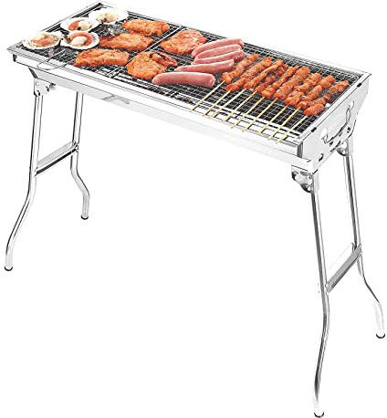 JATIBOSH Grande Griglia Portatile Pieghevole A Carbonella Grande Griglia da Campeggio Kit Griglia BBQ in Acciaio Inox con Borsa di Trasporto Barbecue da Esterno Adatto per Picnic All'Aperto