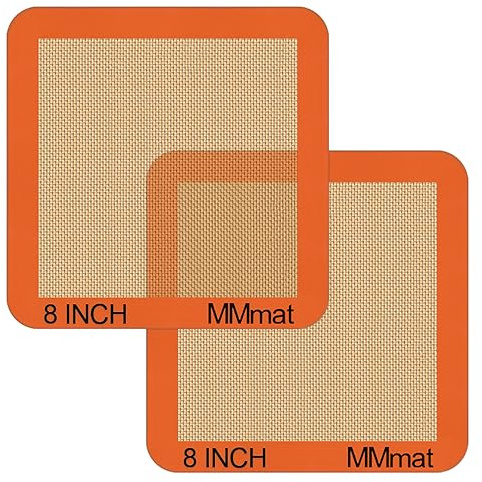 MMmat Silicone Baking Mats Set of 2 Square Non-Stick Reusable Air Fryer Linner - Best German Silicone - 8 inch
