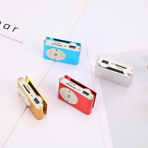 AMONIDA Portable MP3 Player with Clip, Bright Color, Built-In Clip, 3.5mm Audio Jack, USB, No Built-In Memory, Supports MP3 Format