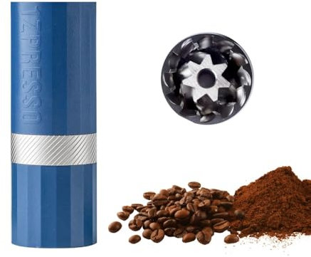 1Zpresso Q Air Manual Coffee Grinder-Blue, Mini Slim Travel Sized Fits in the plunger of AeroPress, Stainless Steel Conical Burr, Numerical Adjustable Setting for Pour Over French Press Cold Brew