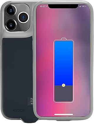 Akku-Hülle für 12, 5500 MAh, Schmal, Tragbar, Schützende Ladehülle, Wiederaufladbare Akku-Ladehülle für 12 (6,1 Zoll) (kompatibel mit Kopfhörern von Carplay) (Blau)