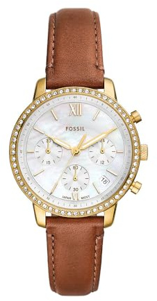 Fossil Neutra Damklocka, Quartz Chronograph-urverk med armband i rostfritt stål eller läder