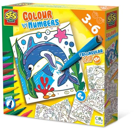 SES Creative 14690 Mahlen nach Zahlen-Dreikant Filzstifte, diverse Farben