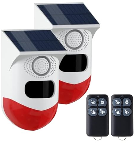 Yasorn Alarme à Détection de Mouvement Connectée, Capteur IR con Télécommande, Alarme 120dB Portée 12M/110°, WiFi 2.4GHz Compatible Tuya Smart Life, Impermeable IP67, Carga Solar y USB, Lot de 2