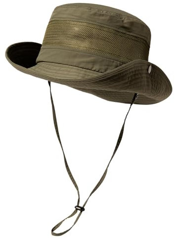 TOP-EX Sonnenhut für Damen und Herren UPF 50 Breitkrempe, wasserdicht, atmungsaktiv und verstellbar für Sommer, Angeln,Wandern,Safari Leichter und klein verpackbarer Bucket Hut Grün M/L