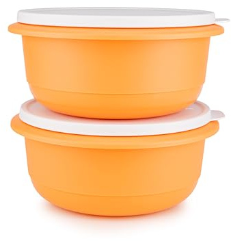 Tupperware Peng Pro 2x Schüssel orange 2 L Rührschüssel Servierschüssel Salatschüssel (inkl. Wunderschüssel 560ml), nicht Zutreffend