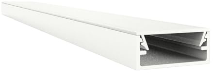 LED-Gigant – flaches LED Profil Aluminium 2m Weiß Pulverschichtigt | LED Streifen/Strips bis 16mm Breite | Alu C-Profil m. milchiger Abdeckung | N1 ALU Lichtleiste f. LED (N1 Alu), 910027