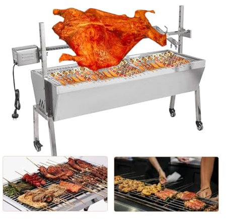 MNBVH Asador De Barbacoa, Asador De Carbón, Pollo, Cordero, Máquina Giratoria para Asar, para Pícnic Al Aire Libre, Camping(Color:B)