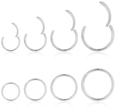 jagosen Nasenpiercing Ring Silber 8stk 18g Nasenring Nostril Septum Piercing Rings Set Chirurgenstahl Dünn Lippenpiercing Septum Clicker Knorpel Piercing Ohr Für Damen Männer 8mm/10mm/12mm/14mm