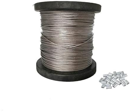 CaFfen Stahlseil Edelstahl Flexible Weiche Draht Seil Kabel Ozean Salzwasser Angelschnur 0,3-3mm Durchmesser Drahtseil(2MM 7X7 50Meters)