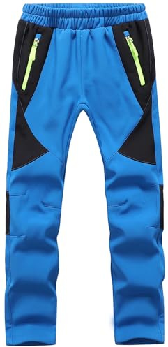 Asfixiado Pantaloni da sci per bambini, imbottiti, impermeabili, termici, per ragazzi e ragazze, invernali, per attività all'aria aperta, Azzurro, 116-122