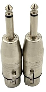 Qczhiwen XLR 3 Pin Female Male to 1/4 6.35mm Male Audio Mono Adapter TS Socket Jack for Microphone Mixer, XLR Connector Plug Converter, Metal Adapter, (2-Pack)