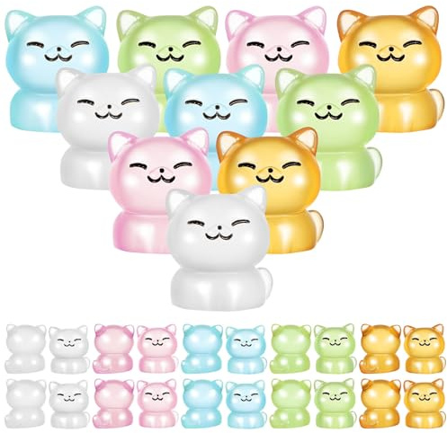 TOYANDONA Luminous Mini Cat Figurines Glow in the Dark Tiny Cat Ornaments Miniature Animal Figures for Dollhouse Micro Landscape Decorations