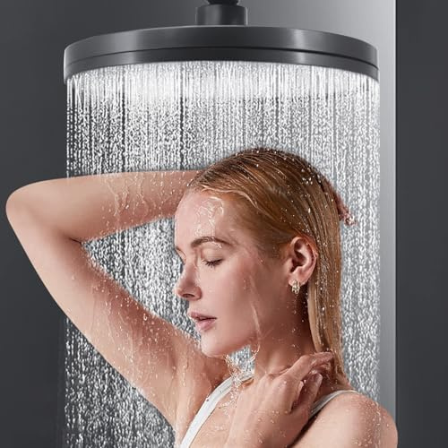 Duschkopf Regendusche, 9-Zoll-Hochdruck-Duschkopf, 304 Edelstahl Regenduschkopf Runder Duschkopf mit 6-Einstellbare Auslaufmodi, Geeignet für Wand-/Deckenduschzubehör in Bädern