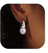 Dochais Pendientes De Perlas De Plata 925 Para Mujeres Y Señoras - 18ct Chapado En Oro Blanco, Joyería (B)