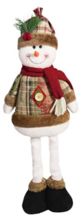 Amagogo Weihnachtsfigur, Weihnachtspuppe, Teleskopbeine, Lange Beine, Puppe, Spielzeug, Weihnachtsstatue, Bastelfigur, Weihnachtsschmuck fürs Büro, Schneemann