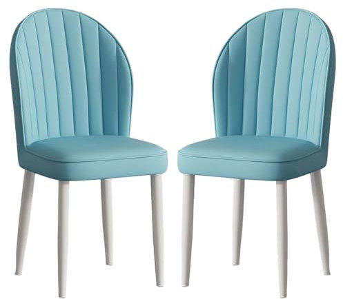 Esszimmerstühle im Mid-Century-Stil, 2er-Set, gepolsterte Küchenstühle, kratzfester Stuhl ohne Armlehnen, Schreibtischstuhl für Wohnzimmer, Beistellstuhl mit Metallbeinen, Wildlederimitat, bequem