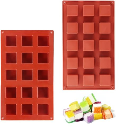 15 Cavités Carré en Silicone Moule, Moules à Chocolat Anti-Adhésifs, Moule à Gâteau Cube, pour Faire des Bonbons au Chocolat, Desserts Maison, Bac à Glaçons, Truffes Pralinés