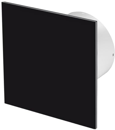AirTech-UK Silent Bathroom Extractor Fan – Black Glass Front Panel, 100mm / 4, Pull Cord