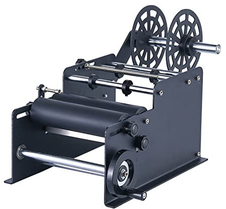 DTEYSD Etikettiermaschine für runde Flaschen, einstellbare halbautomatische Flasche, geeignete Etikettgröße: Länge 10–300 mm, Höhe 10–130 mm, Verbesserung der Arbeitseffizienz
