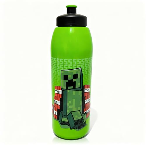 HOX Minecraft Creeper Boom Pull Top 700ml Sports Drinks Bottle | Eco Friendly Green Water Sipper Bottle | Gift for Minecraft Game Fans