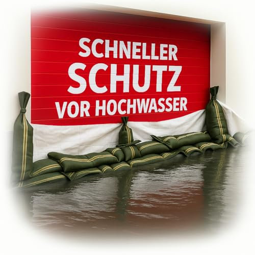 Folienkönig® Flood Protection Set - 30 Sandbags for Filling + 2 x 6 m Silo Film | Protection against Flooding for Basements, Doors, Garages & Light Shafts