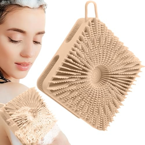 Exfoliant pour le corps en silicone, appareil de massage du cuir chevelu des cheveux – Brosse à cheveux en silicone double face | Massage du cuir chevelu 2 en 1 avec poils souples, exfoliant Loofah