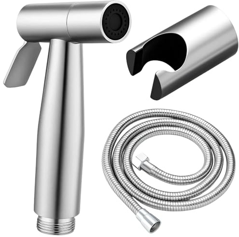 Toilet Sprayer, Handheld Bidet Sprayer 3-Piece Set with Stainless Steel Spray Gun, 1.5 Meter Hose and Drilling Holder, for Personal Hygiene, Pet Bathing, Toilet Cleaning and Plant Watering