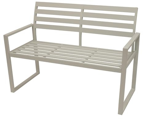 TPFGarden 2-Sitzer Gartenbank Rugby - Sitzbank aus Aluminium, mit Armlehnen. Farbe: Weiss. BxTxH: 122x59x87 cm