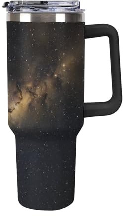 MoBlinko 40 Oz Tumbler with Handle And Straw Milky Way Vacuum Insulated Travel Mug Night Sky Cup Coffee Mug for Holiday Birthday Party