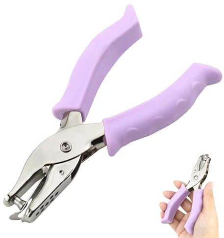 Hole Punch, Purple Single Hole Puncher Meta with Soft-Handled for DIY Craft Tags Clothing Ticket Scrapbook Tool (Purple)