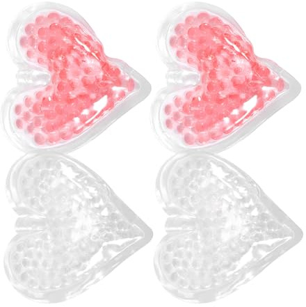 Warmhm Poches de Glace en Gel Cœur 8 Cm Petit Format 4 Pcs Transparent et Rose Réutilisables Compresses Froides et Chaudes Soins Infirmiers Soulagement Usage Domestique