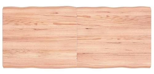 Eleganz Tavolo in legno di quercia massiccio, 140 x 60 cm, con bordo dell'albero, naturale e laccato, per cucina, soggiorno o ufficio